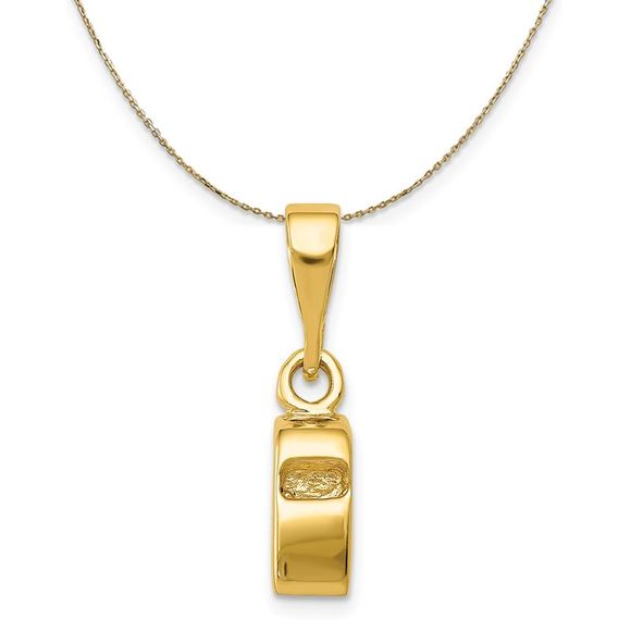 14k Yellow Gold 3D Sports Whistle Necklace - 18 Inch